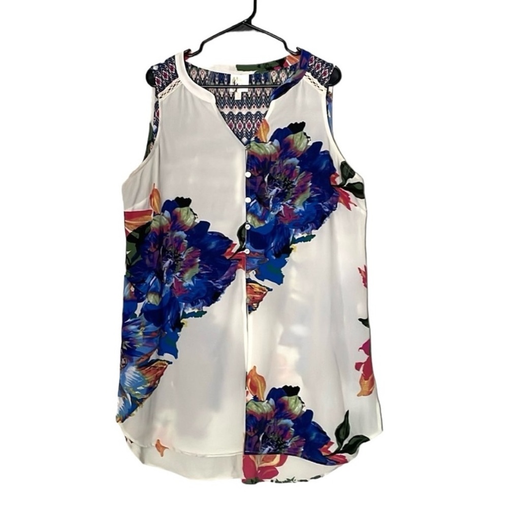 Anthropologie Fig and Flower Button Front Tunic Top